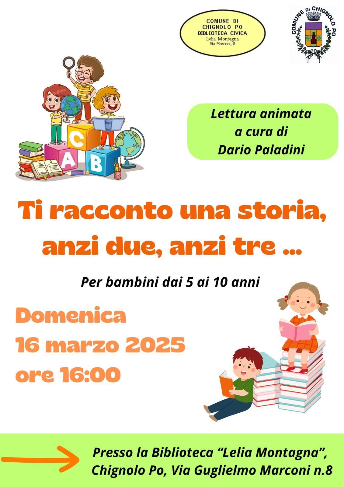 Lettura animata per bambini dai 5 ai 10 anni